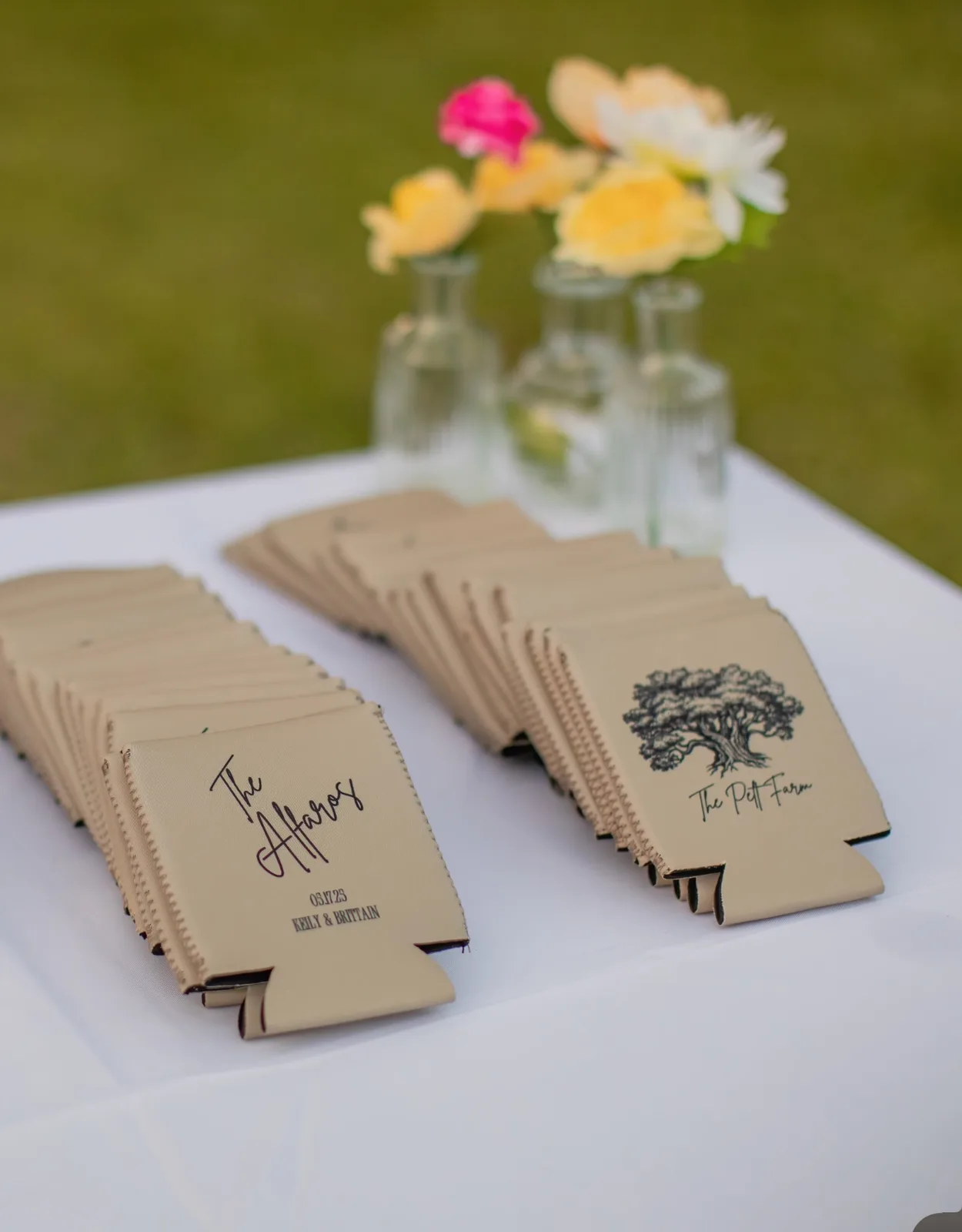 Cream can cooler with the Alfaro wedding monogram and date